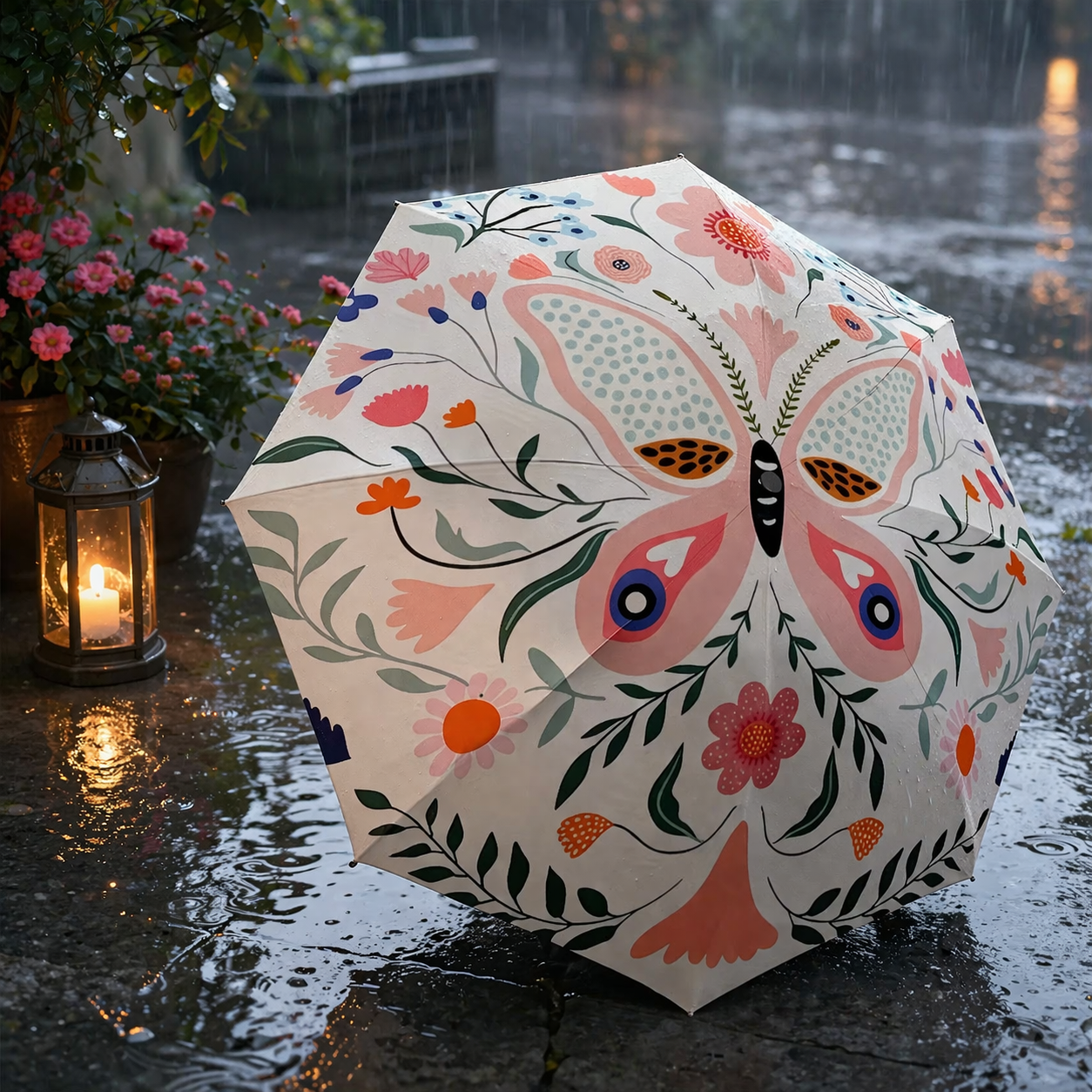 Delicate Butterfly Bloom Umbrella