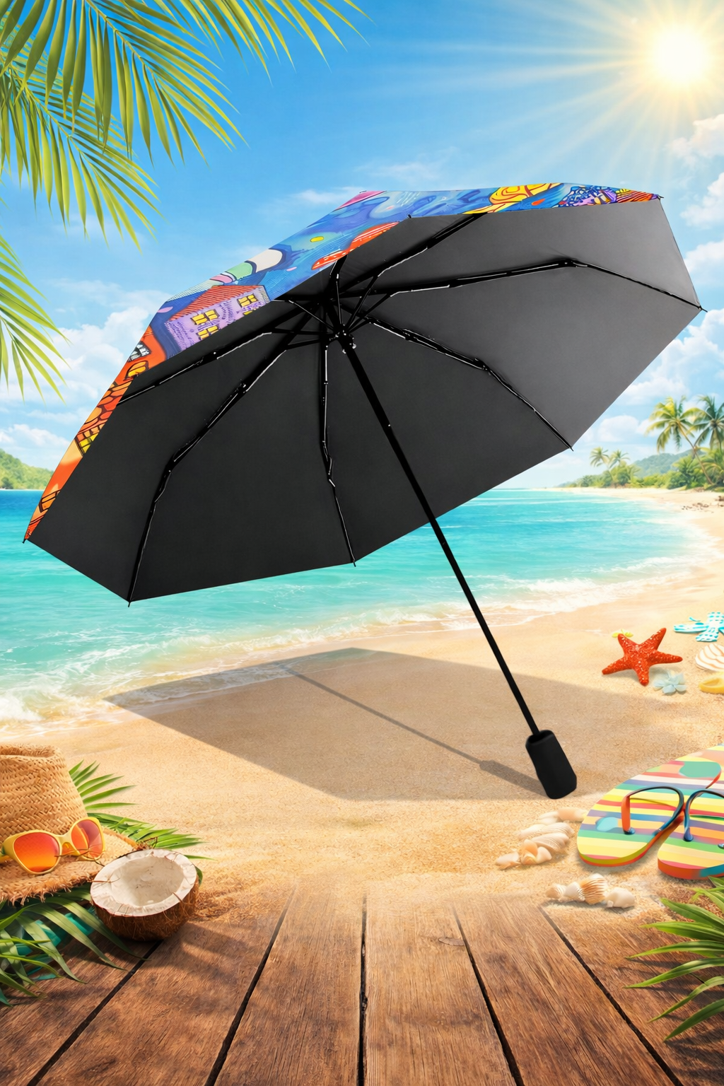 Colorful Town Design Umbrella