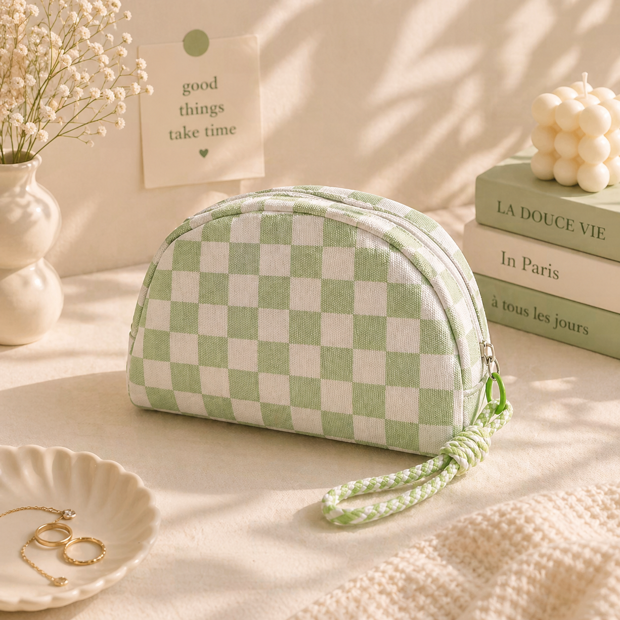 Checkered Pattern Pouch