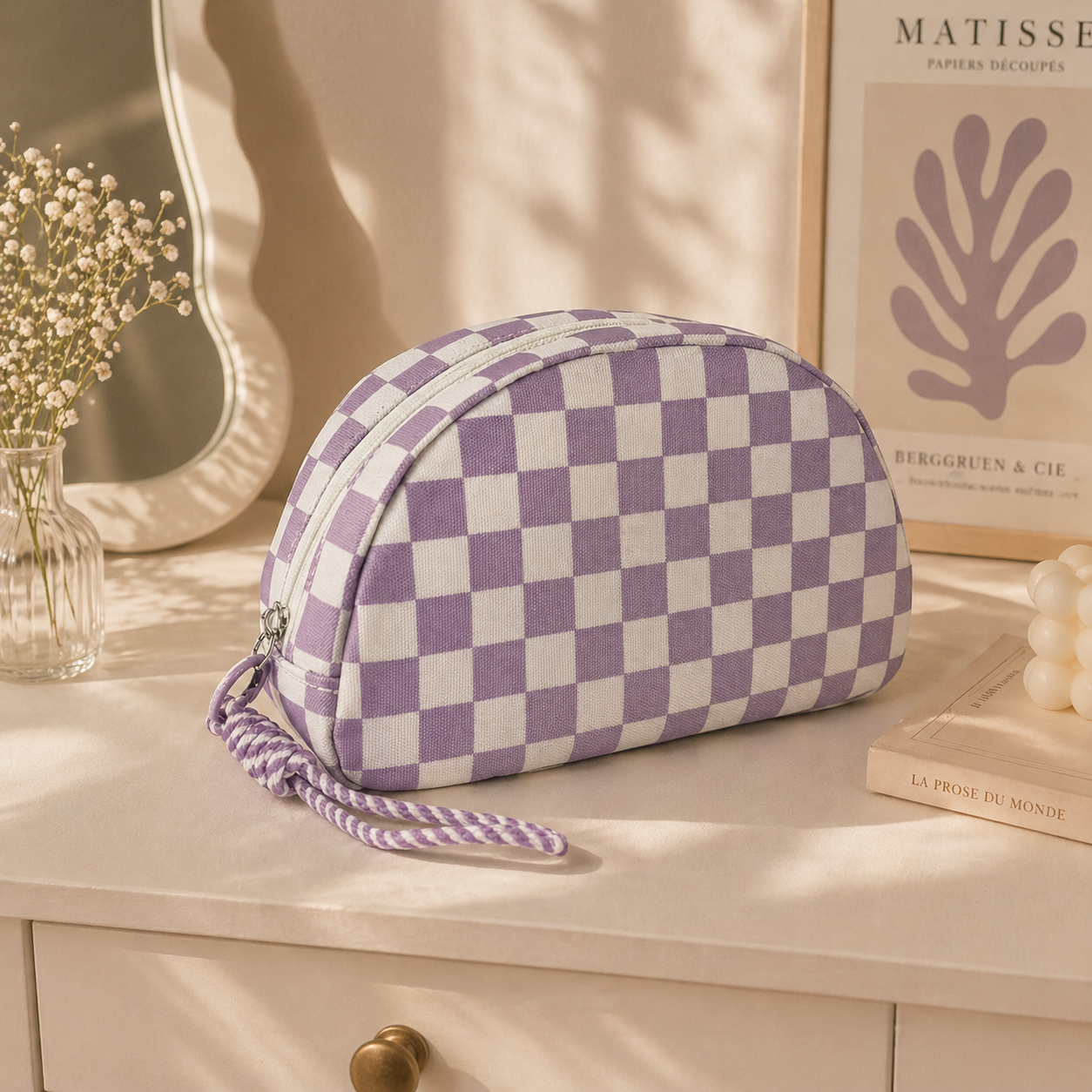 Checkered Pattern Pouch