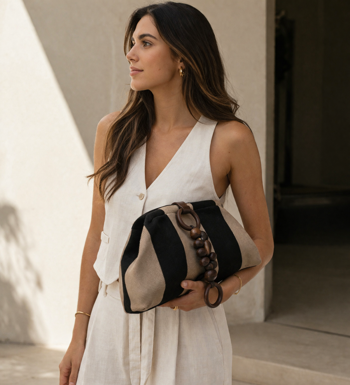 Minimalist Stripe Handheld Clutch