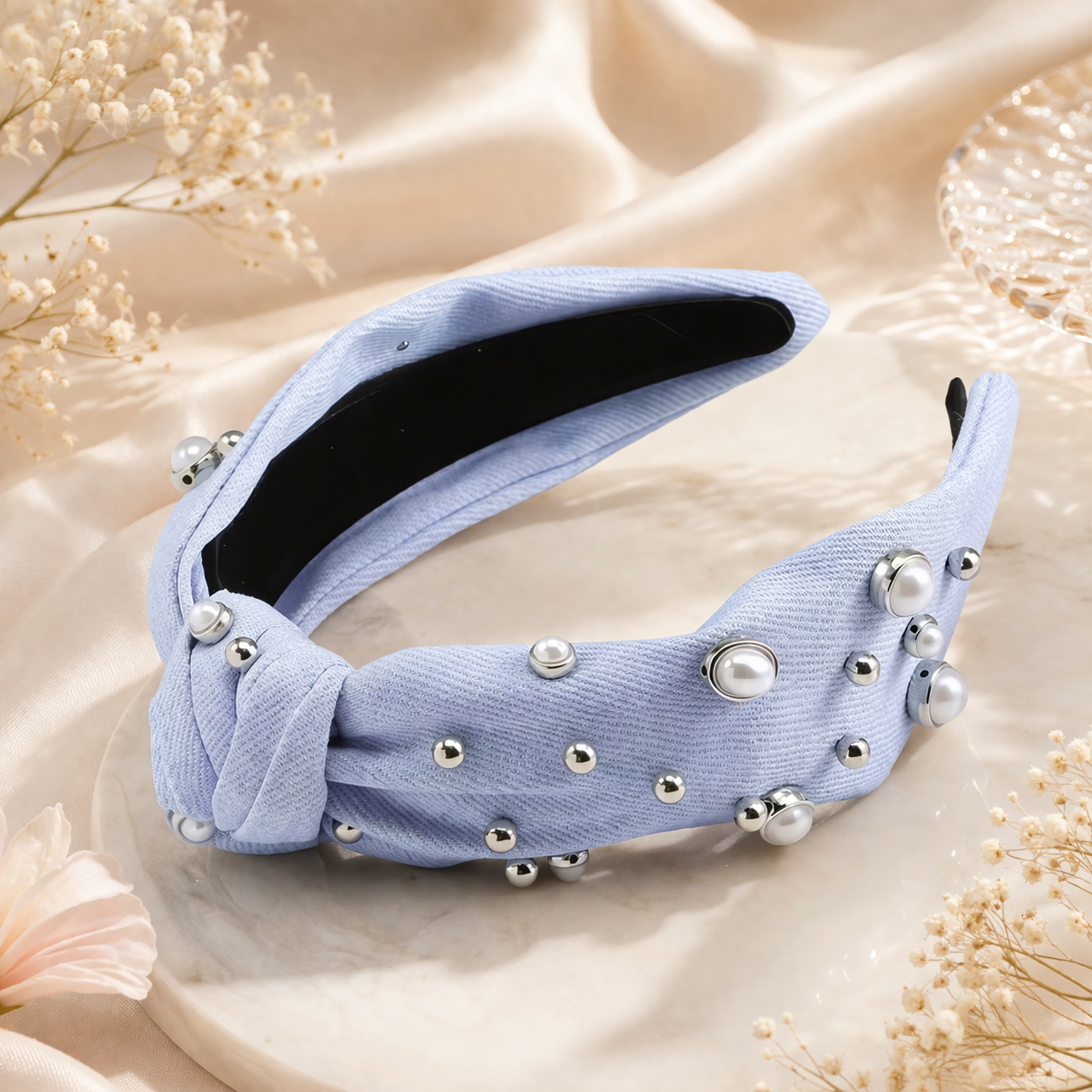 Elegant Denim Knotted Headband