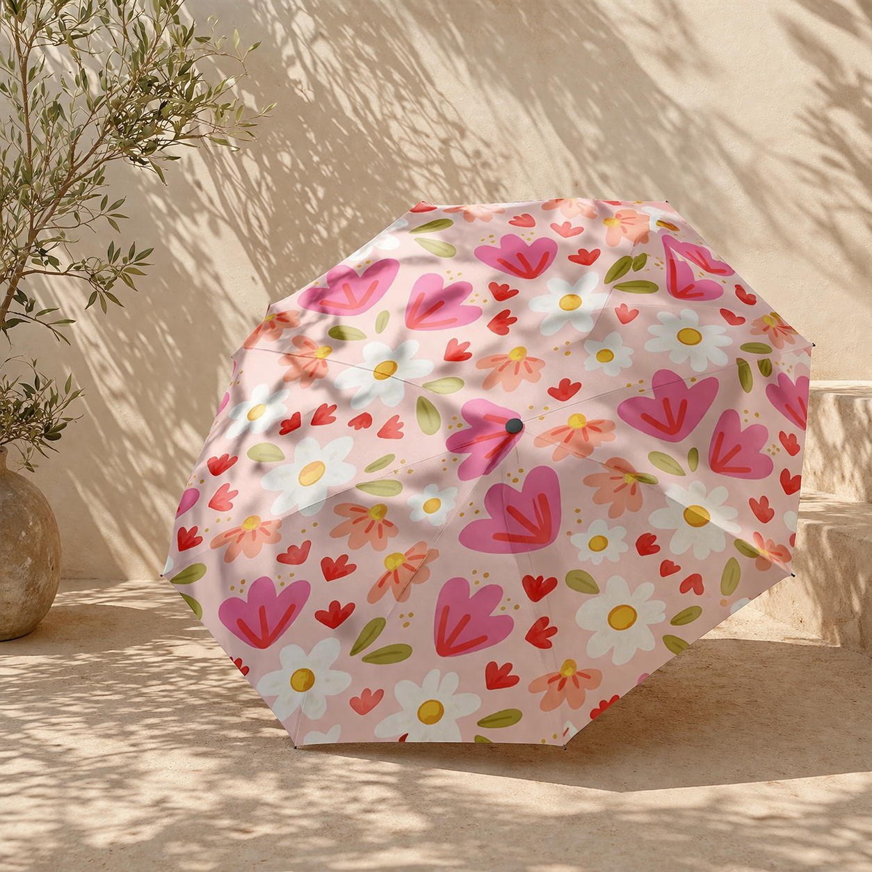 Pink Flower Umbrella