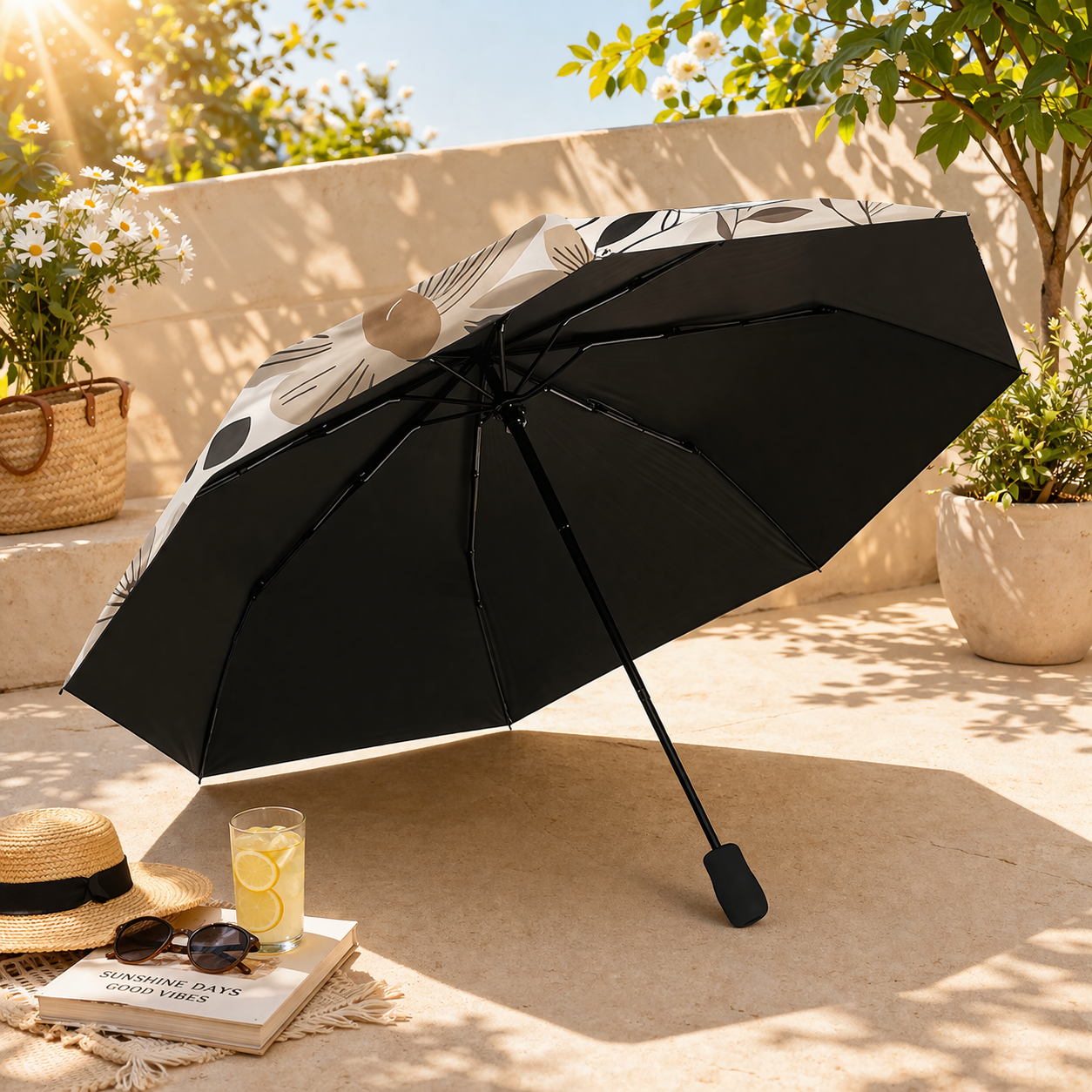 Brown Floral Umbrella