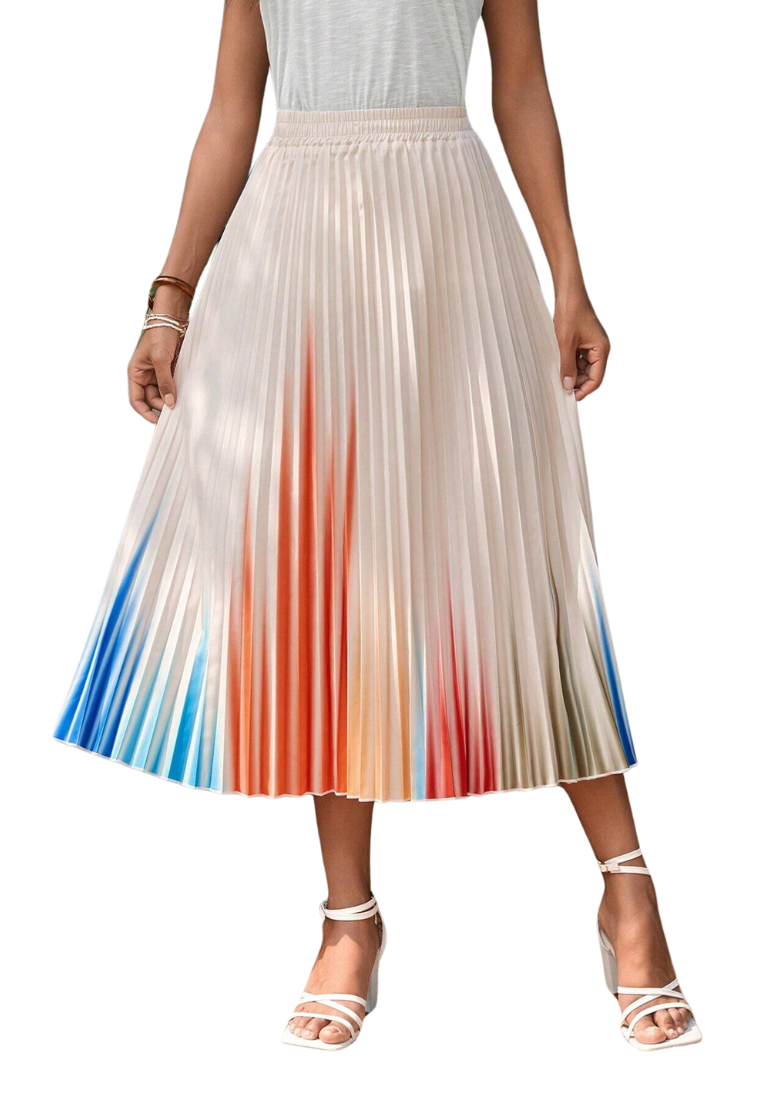 Colorblock Pleated Skirt