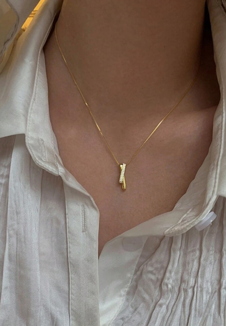 Cubic Zirconia Geometric Pendant Necklace