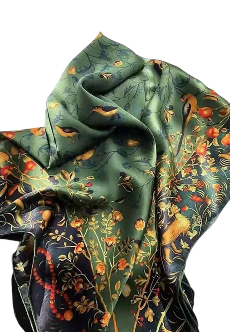 Classic Animal & Flower Art Print Scarf