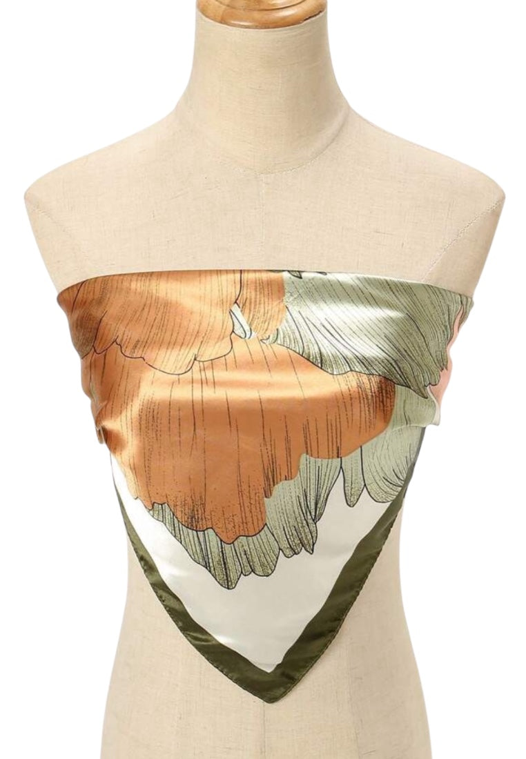 Green Floral Pattern Bandana Scarf