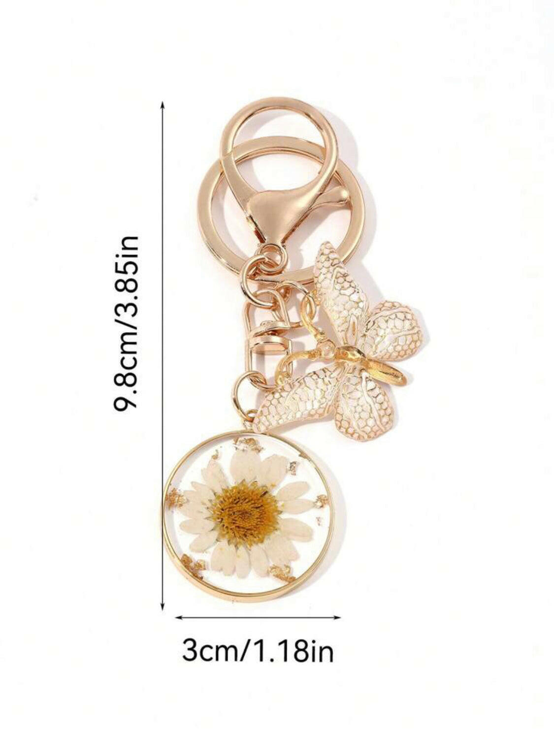 Daisy & Butterfly Keychain Pendant
