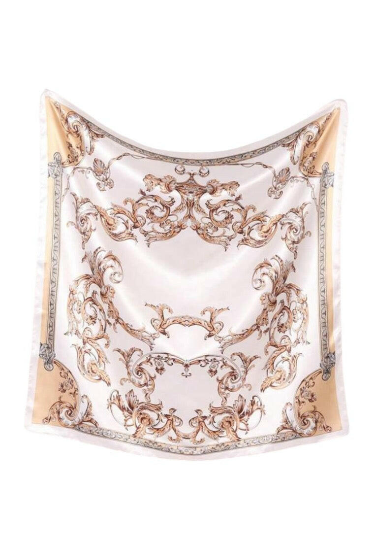 Beige Vintage Printed Bandana Scarf