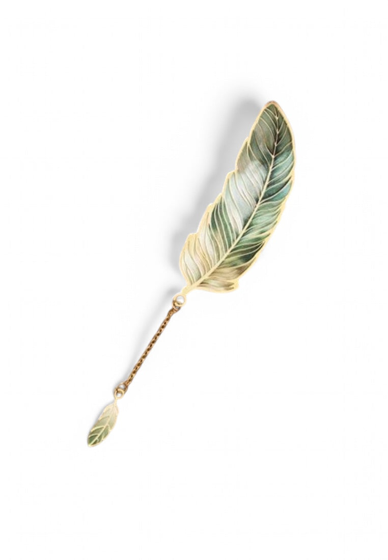 Vintage Fantasy Feather Metal Bookmark