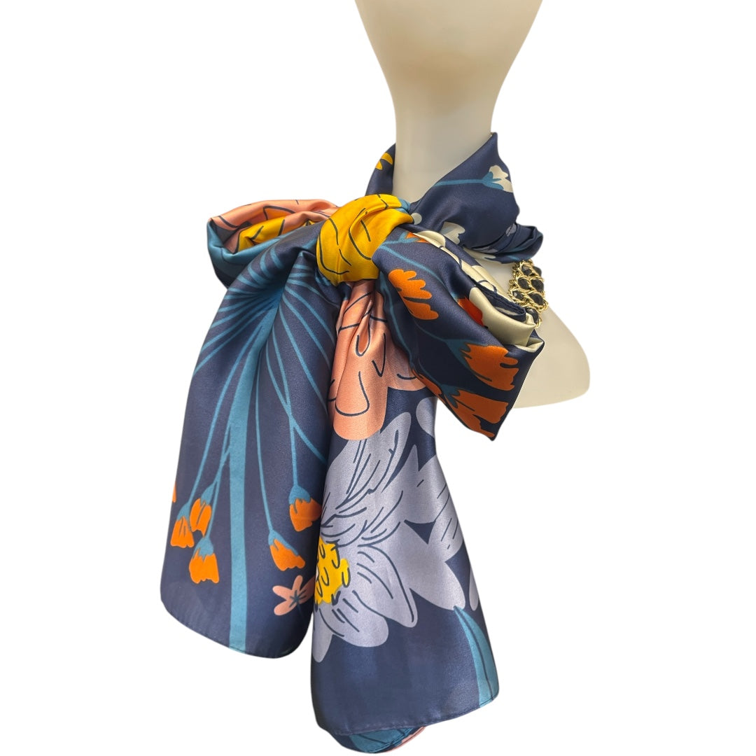 Blue Floral Printed Scarf