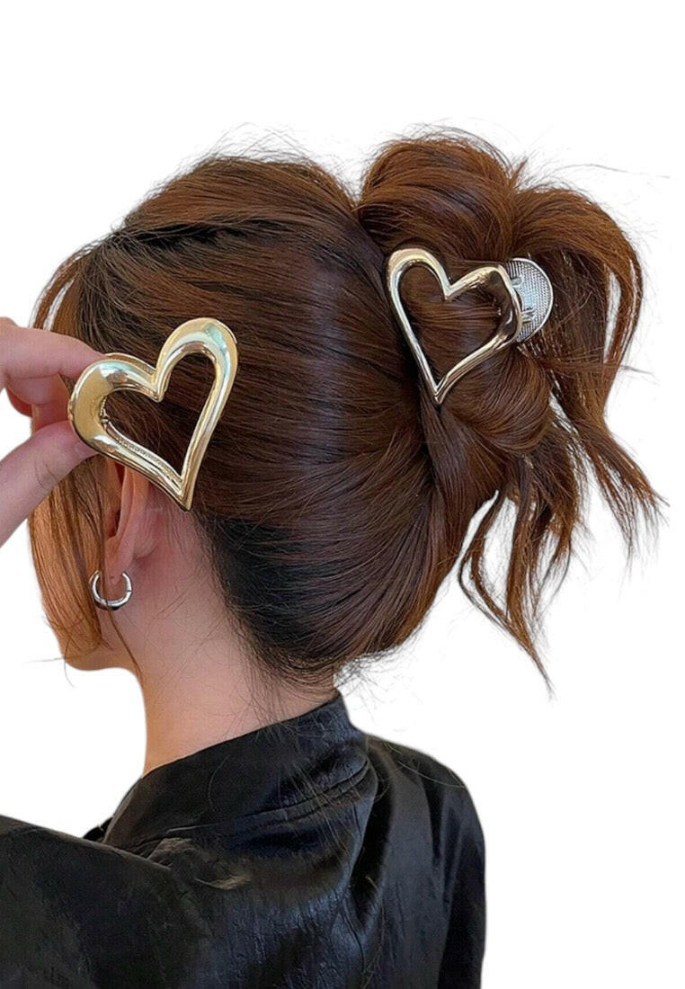 Metallic Heart-Shaped Hair Clip