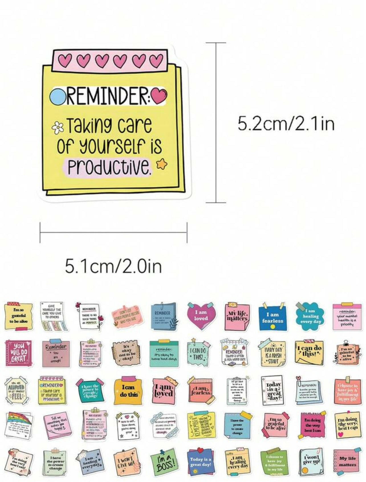 50pcs Positive Affirmation Motivation Stickers