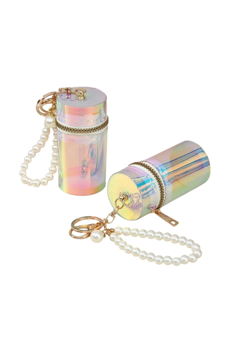 Mini Coin Purse Keychain With Pearl Chain