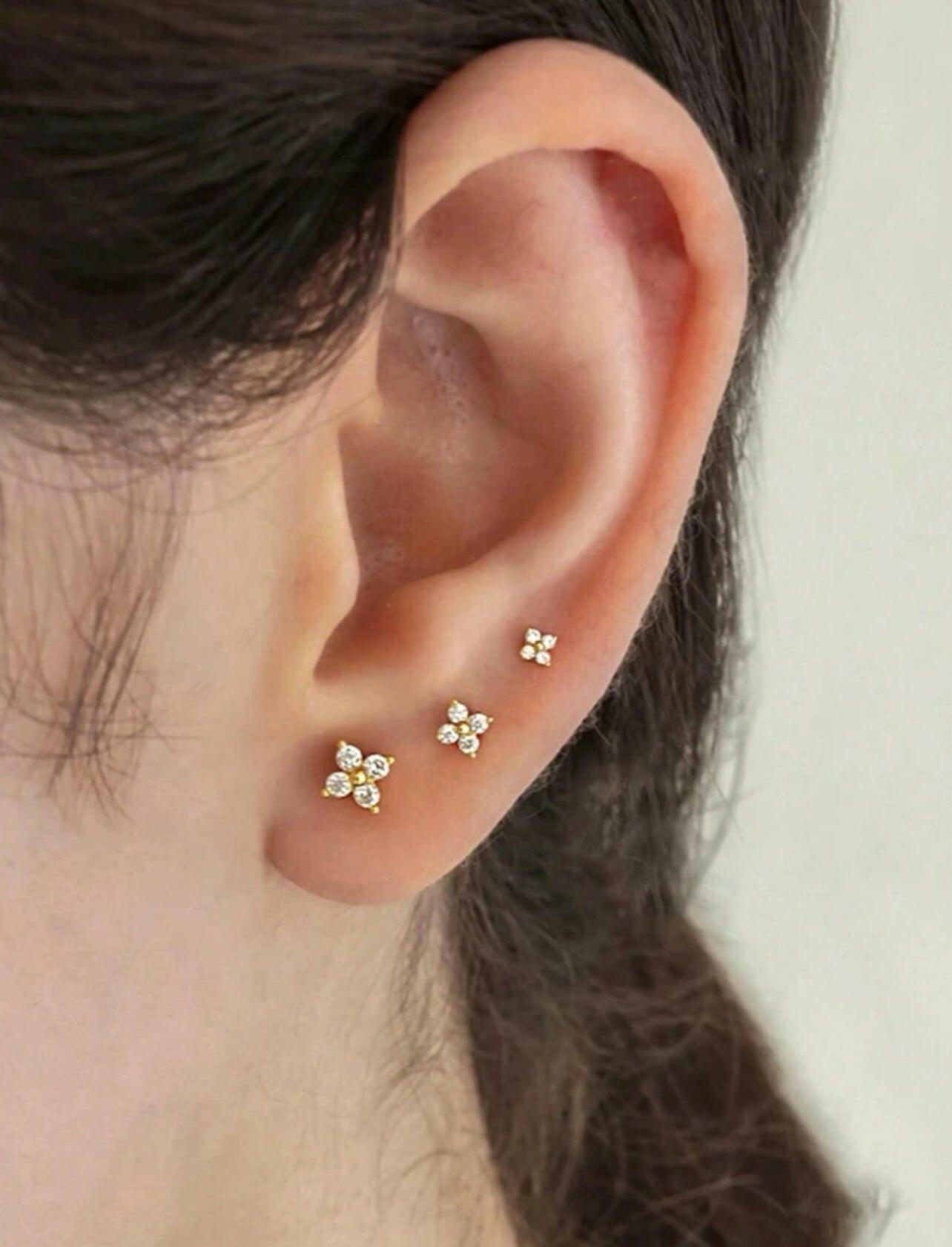 3pcs S925 Silver Flower CZ Hoop Earrings