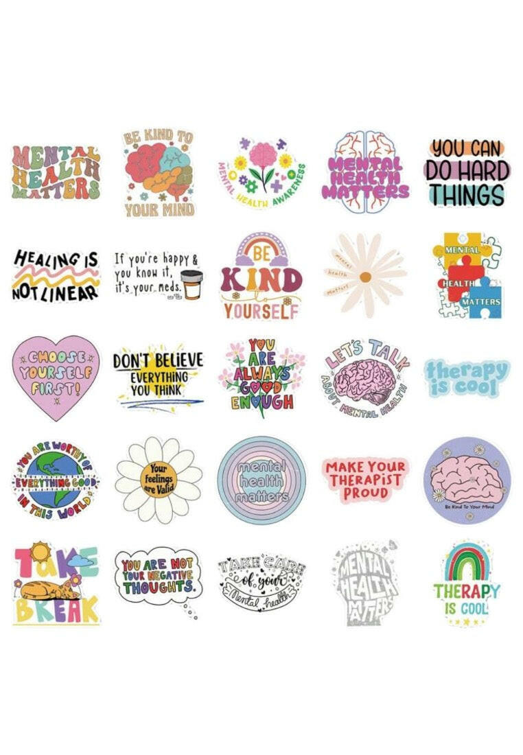 50PCS Inspirational Cute English Phrases For Mental Health Sticker