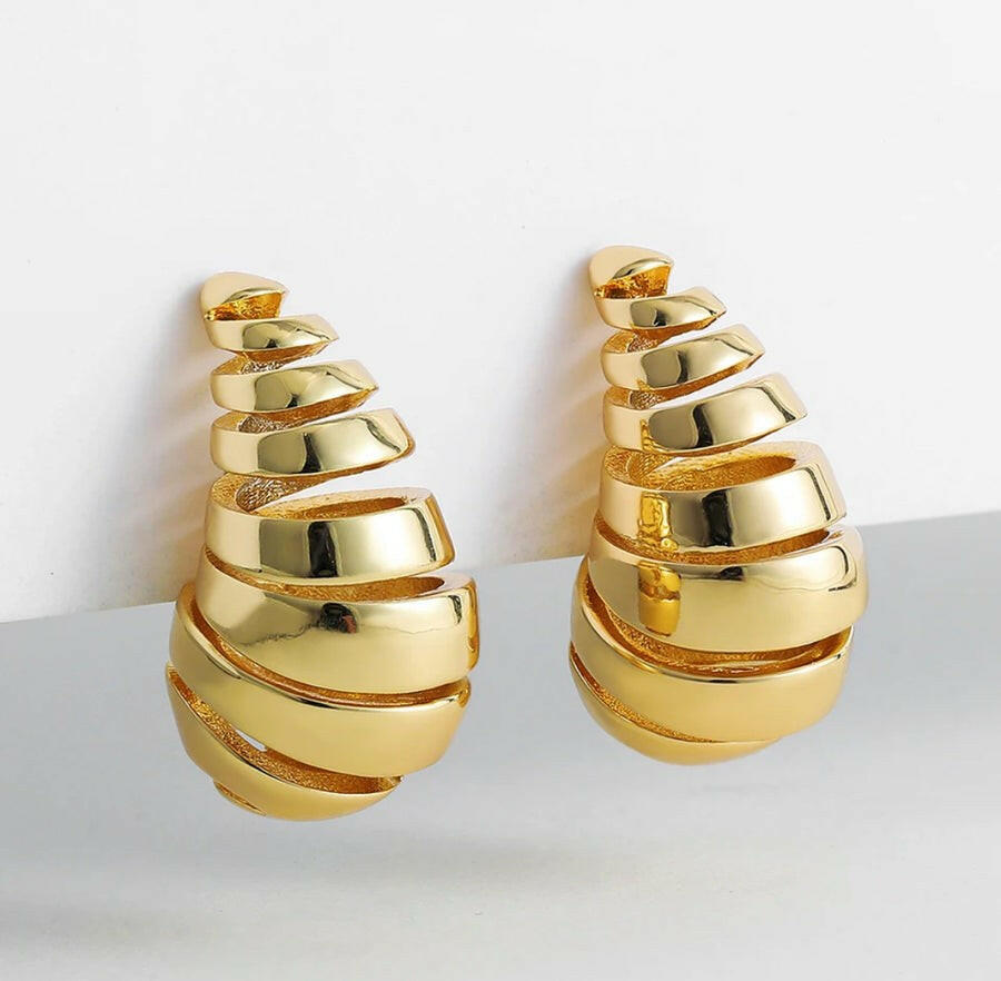 18K Gold-Plated Rotating Horn Earrings