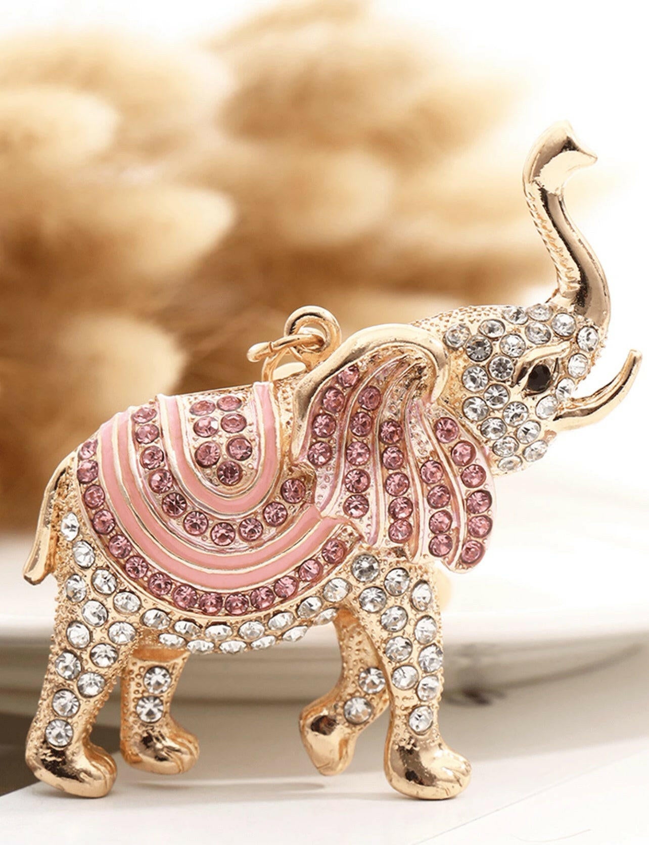 Rhinestone Elephant Keychain