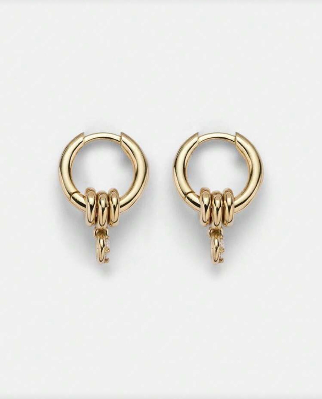 925 Sterling Silver Unique Design Micro Gold Plated Zirconia Hoop Earrings