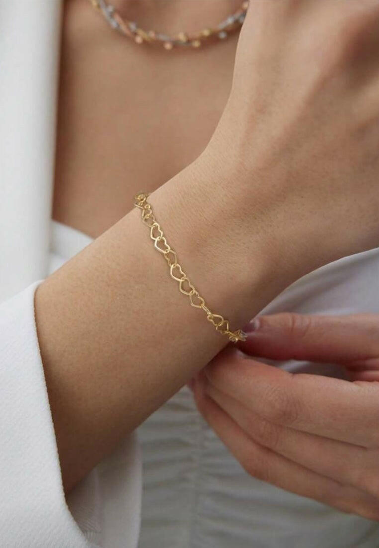 925 Sterling Silver Heart Shape Link Chain Design Bracelet