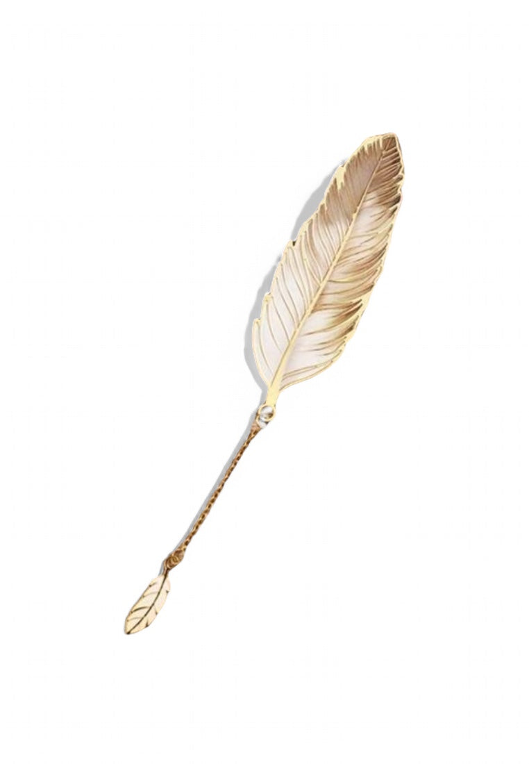 White Vintage Fantasy Feather Metal Bookmark