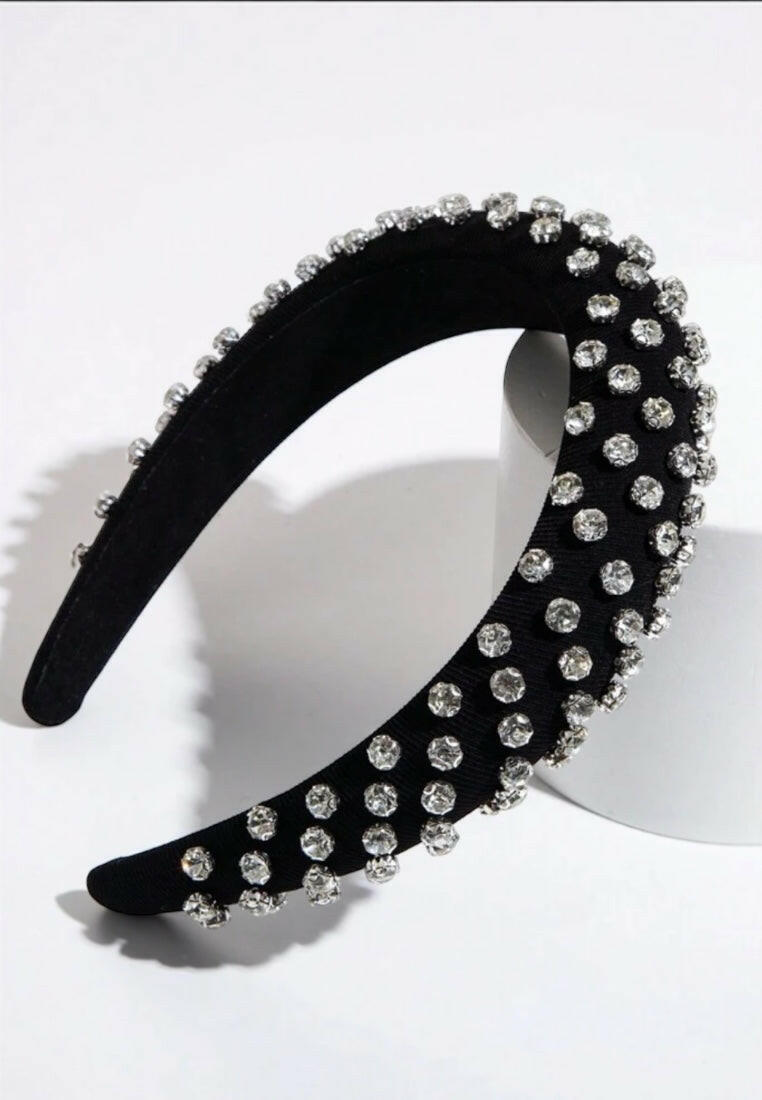 Black Crown Gemstone Decorated Headband