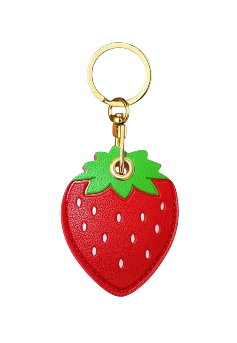 Leather Strawberry Keychain