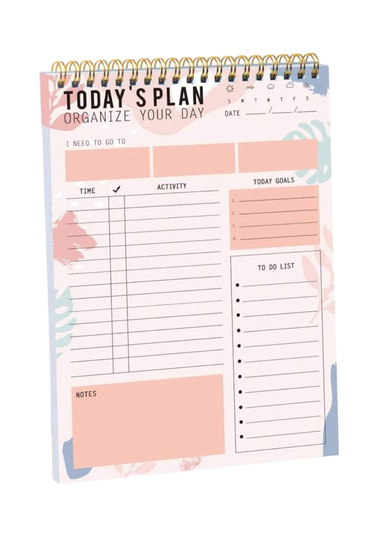 Pink Spiral Daily Planner To Do List Notepad
