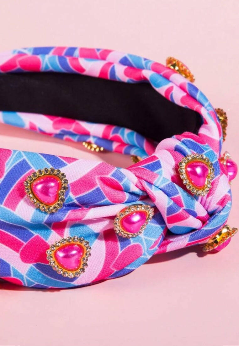 Geometric Floral Fabric Bow Knot Headband