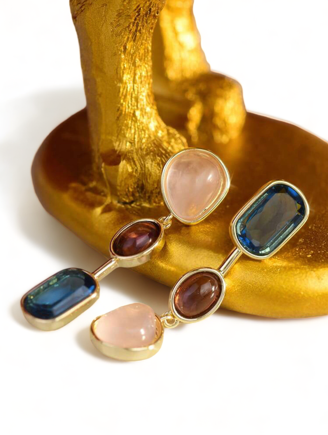 Colorful Crystal Stones Long Drop Earrings