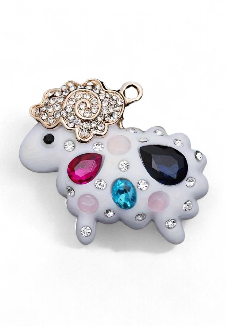 Simple Metal Keychain Pendant With Embedded Crystals