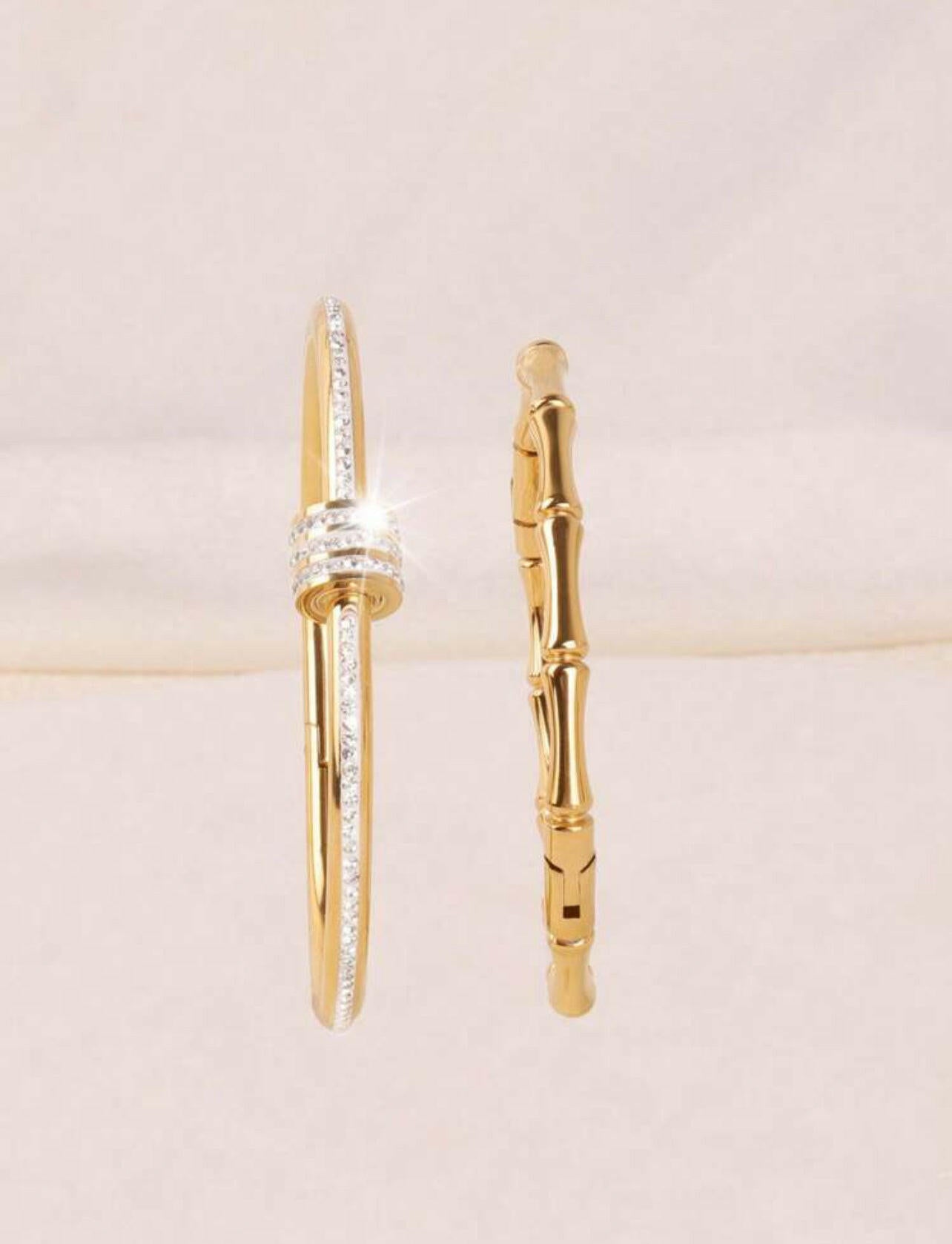 This fashionable stainless steel bracelet set will complete any look. Built to last with its strong material, this two-piece bracelet adds a touch of elegance and charm to any outfit. The high-grade stainless steel is corrosion-resistant, ensuring its durability. Handcrafted with precision for an ultra-luxurious finish.