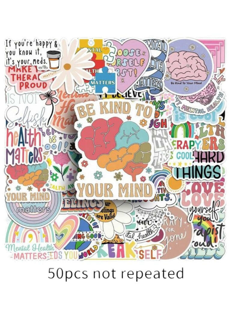 50PCS Inspirational Cute English Phrases For Mental Health Sticker