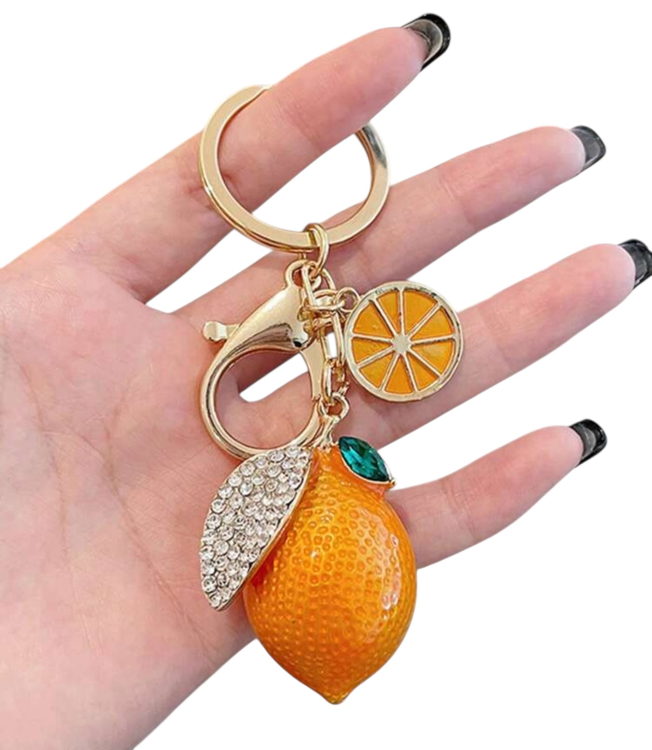 Creative Cute Rhinestone Orange Shaped Keychain