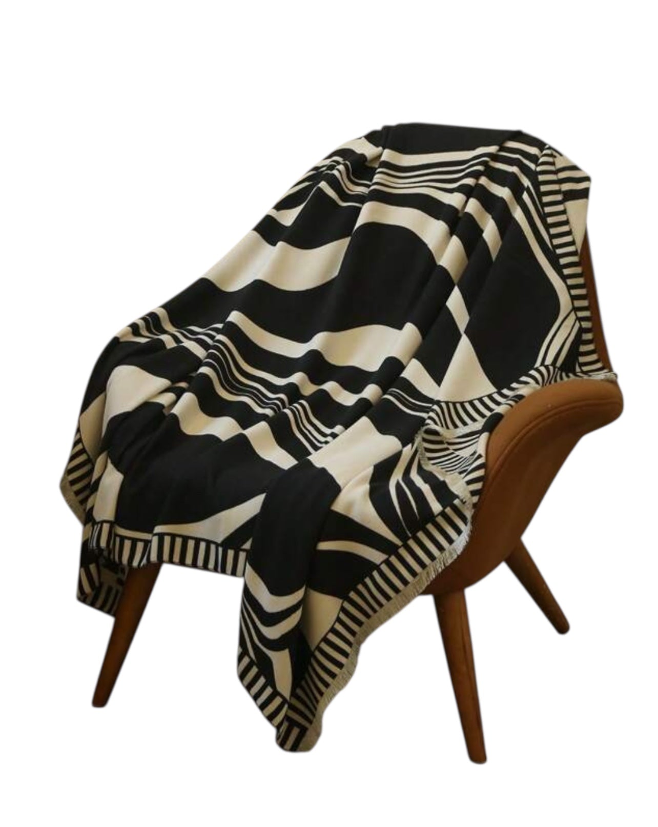 Black & White Minimalist Abstract Jacquard Sofa Blanket