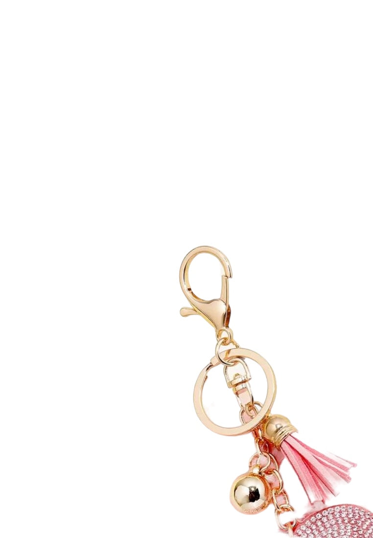 Sparkling Pink Heart Charm Keychain