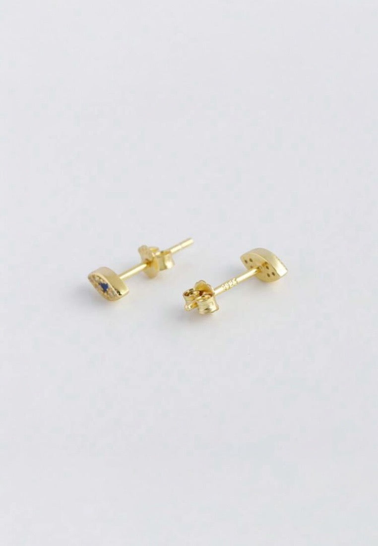 925 Sterling Silver Cubic Zirconia Blue Eye Design Earrings