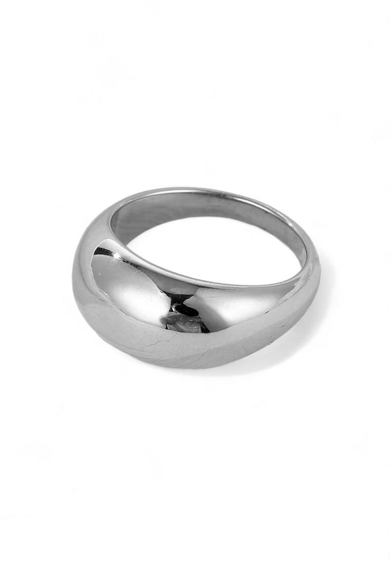 Silver-Plated Curved Stainless Steel Ring