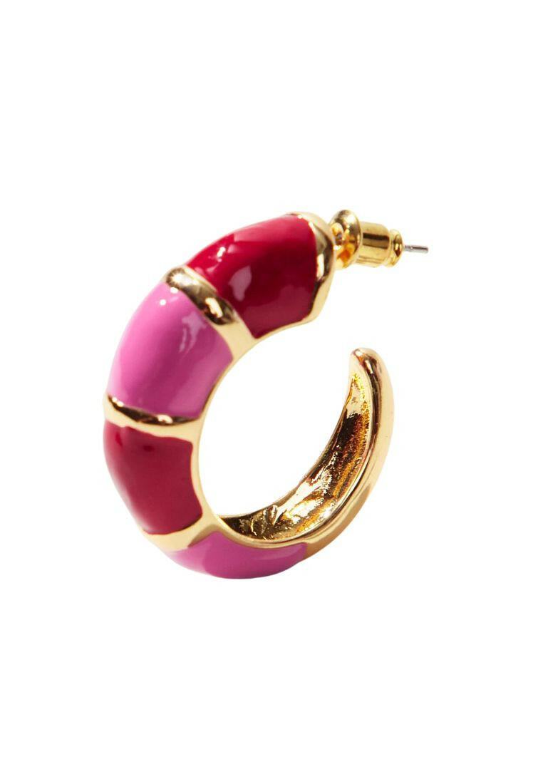 Pink Color Block Hoop Earrings