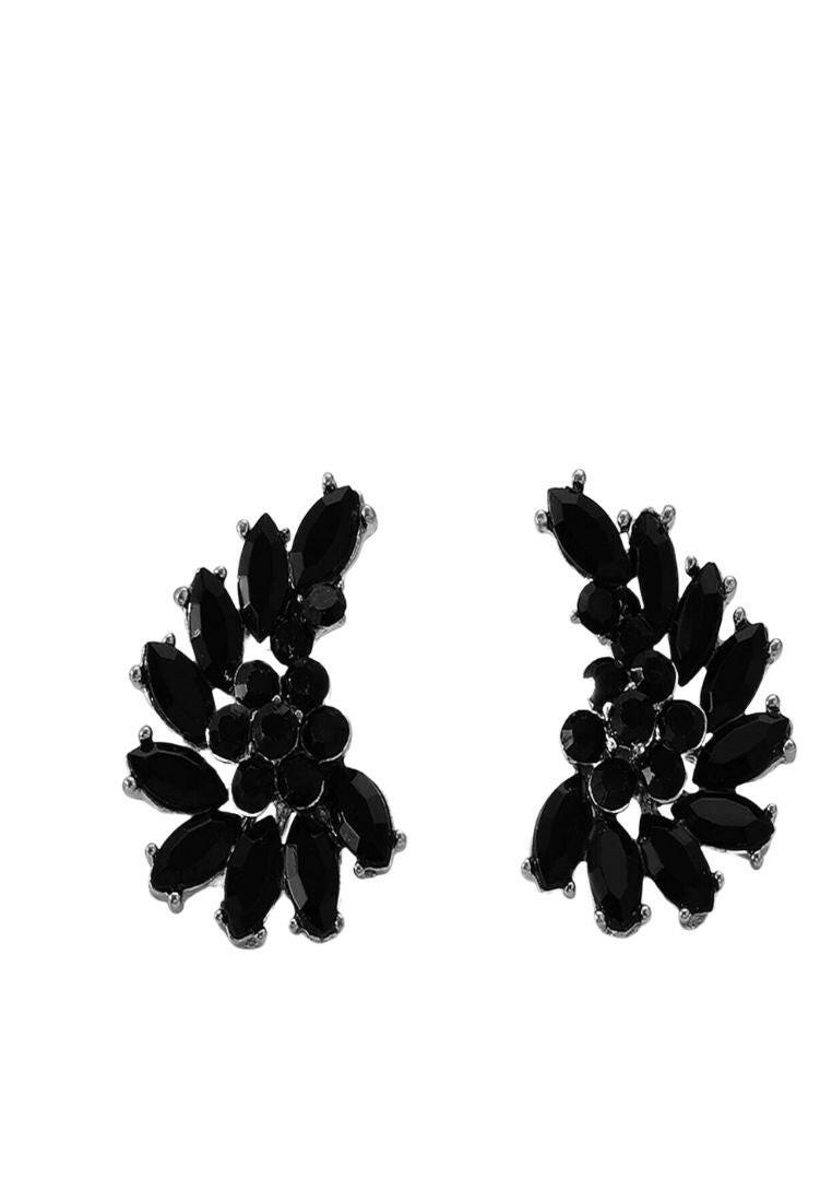 Black Rhinestone Decor Stud Earrings