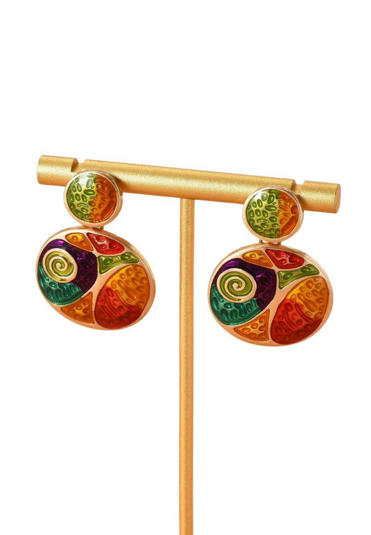 Color Block Round Drop Earrings