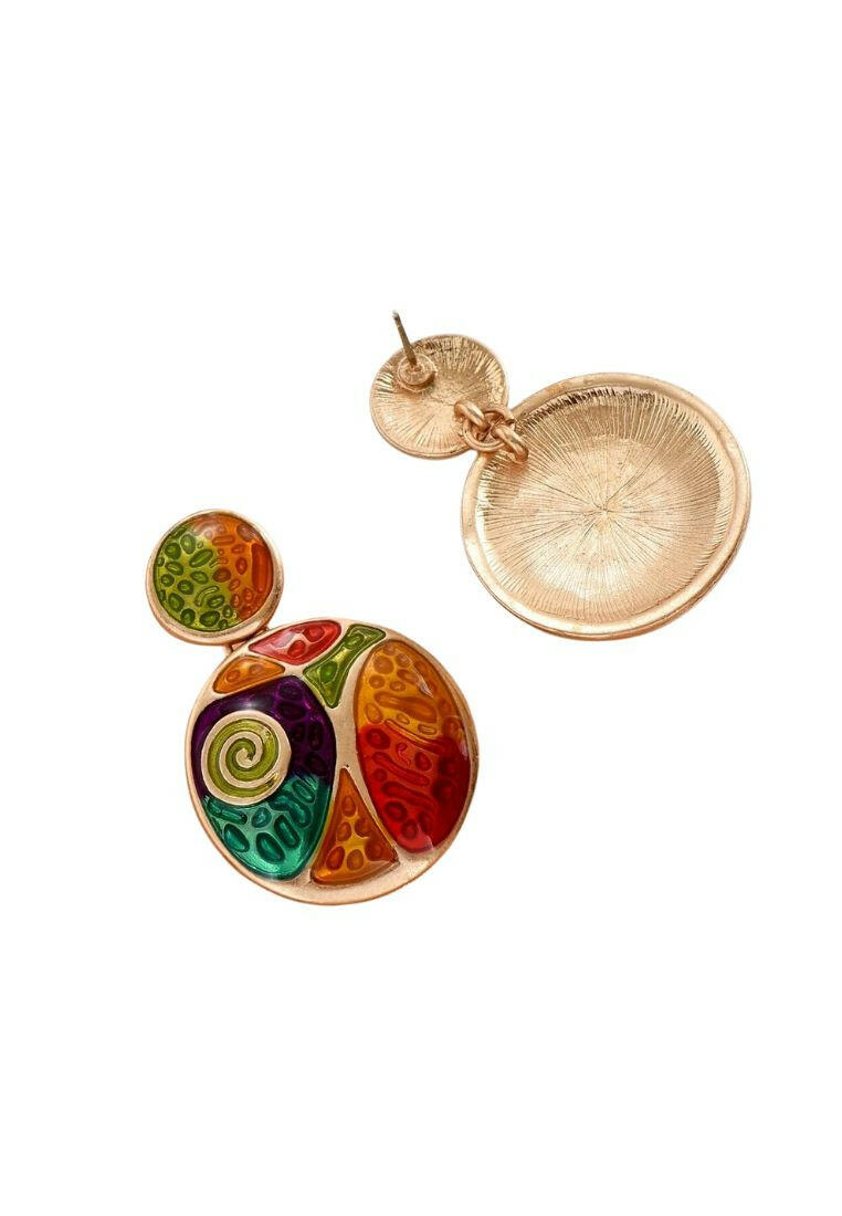 Color Block Round Drop Earrings