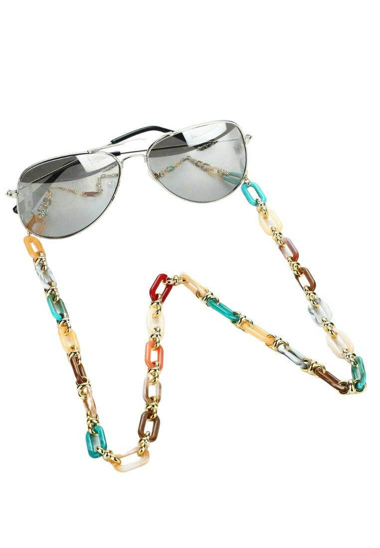 Color block glasses chain, a stylish and functional accessory with color-blocked elements, perfect for keeping your eyewear secure and adding a touch of vibrant charm to your look.
