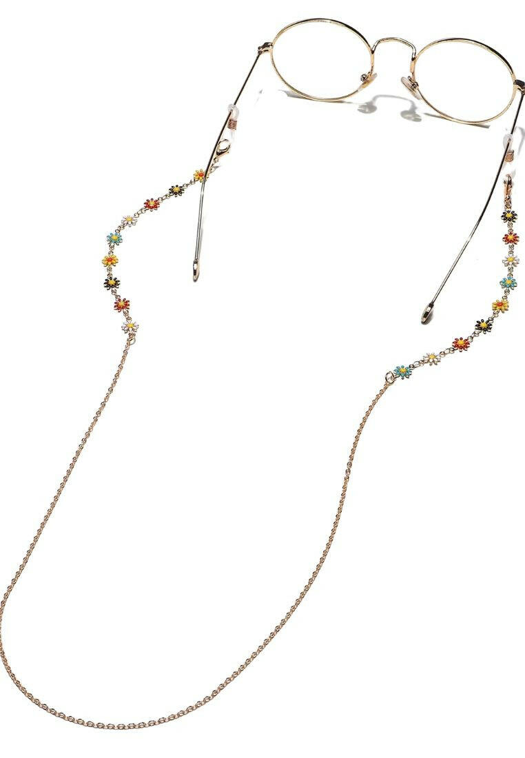 Glasses chain with flower decorations, a stylish and functional accessory for keeping your eyewear close and chic.