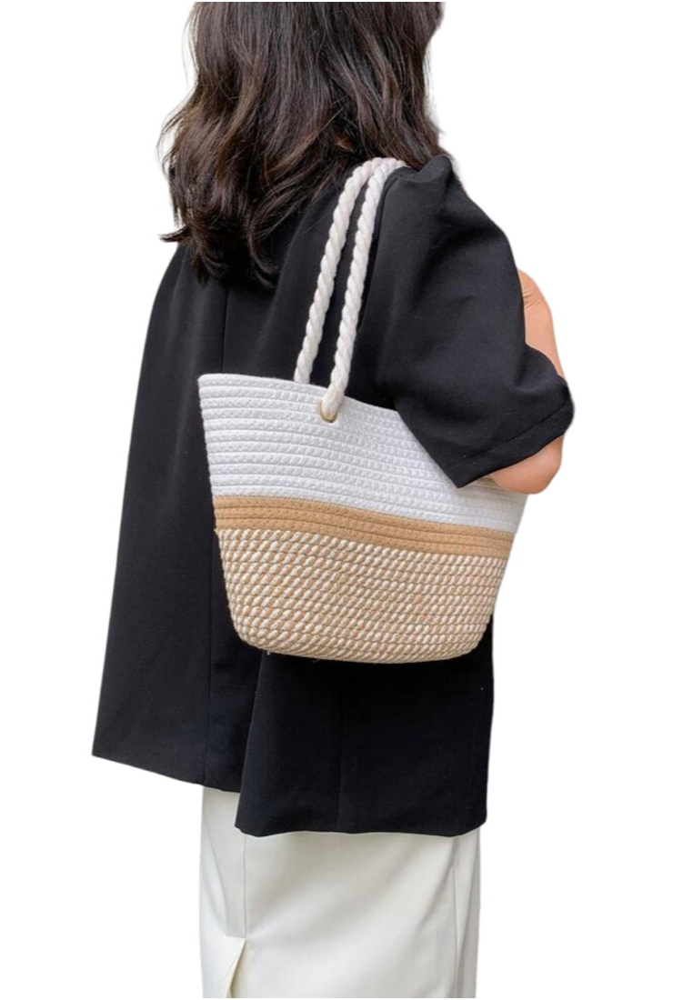 Two Tone Straw Bag
