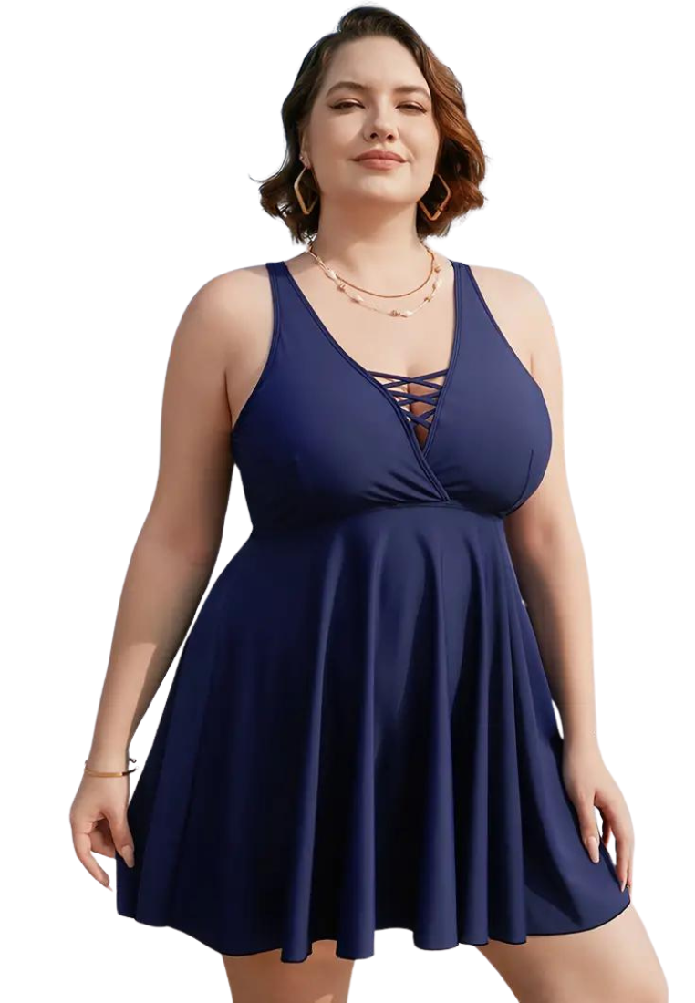 Plus Size Crisscross V Neck Cami Dress  Swimwear