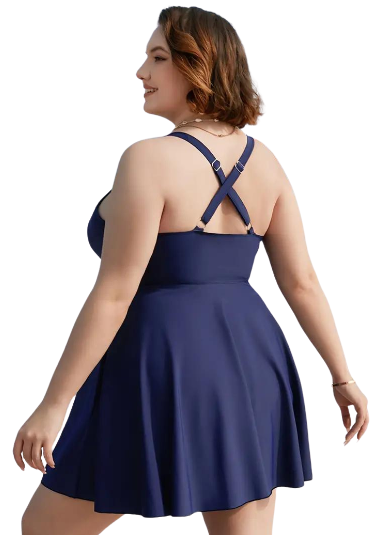 Plus Size Crisscross V Neck Cami Dress  Swimwear