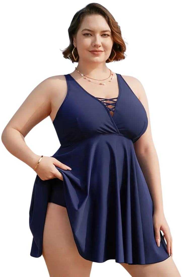 Plus Size Crisscross V Neck Cami Dress  Swimwear