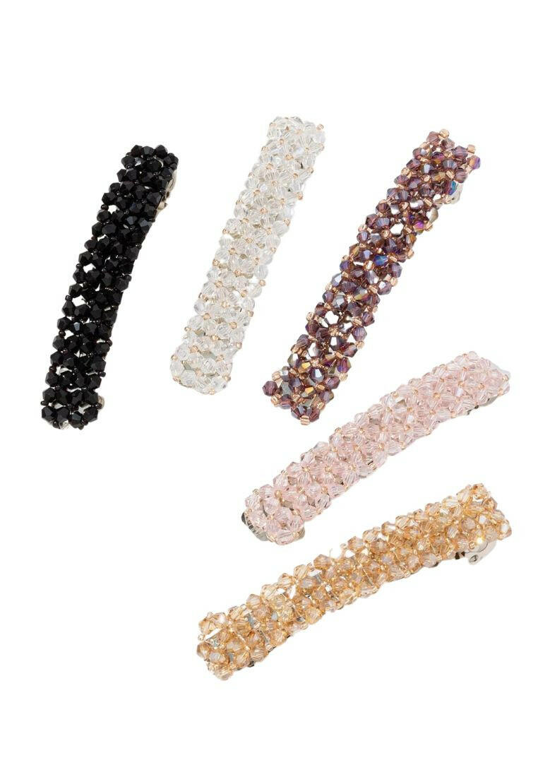 A set of five hair clips adorned with crystal decorations, adding a touch of sparkle and elegance to your hair styling.